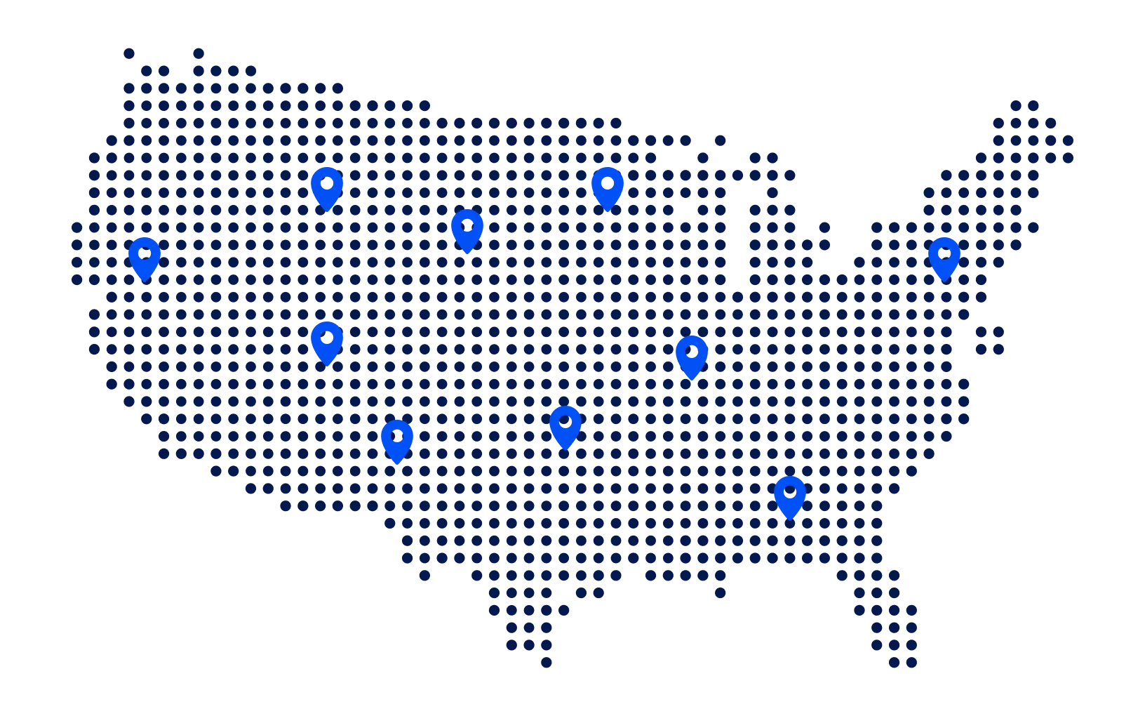 Stylized map of the United States showing Key Code Network service coverage